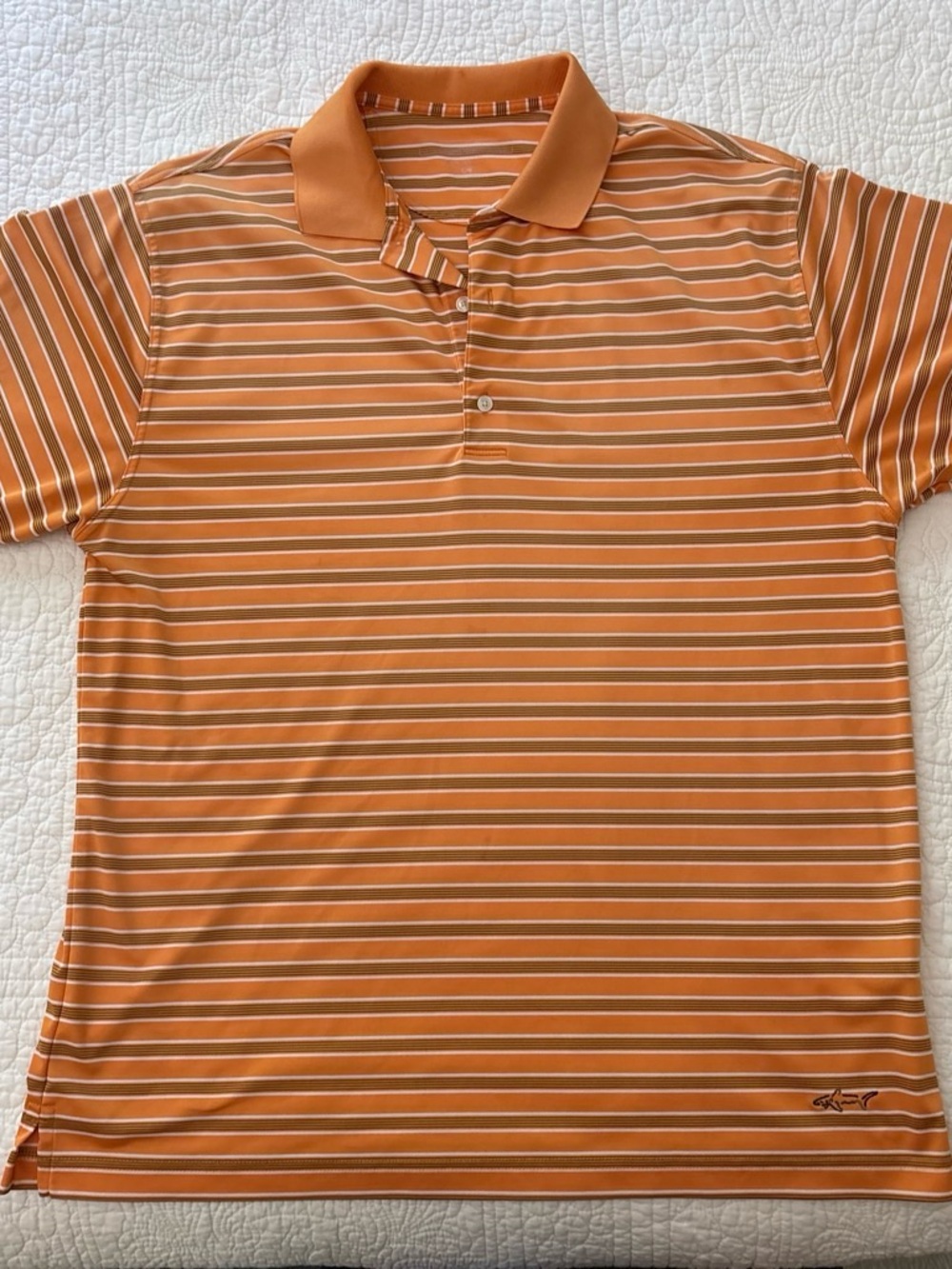 Greg Norman Collection Orange Striped Polo Shirt